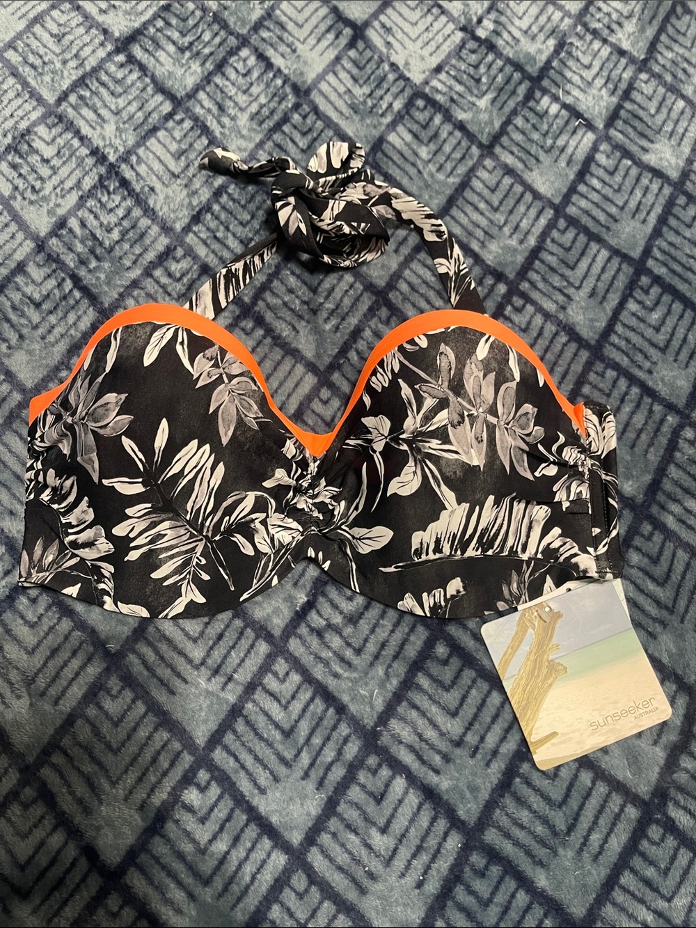 Sunseeker Black & Orange Floral Underwire Bikini Top
